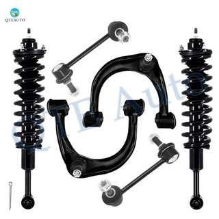 Set of 6 Front Upper Control Arm Ball Joint-Sway Bar Link-Quick Complete Strut-Coil Spring Assembly For 2003-2009 Toyota 4Runner 4WD