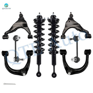 Set of 8 Front Upper and Lower Control Arm Ball Joint-Sway Bar Link-Quick Complete Strut-Coil Spring Assembly For 2003-2009 Lexus GX470
