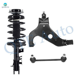 Set of 3 Front Left Lower Control Arm-Sway Bar Link-Quick Complete Strut-Coil Spring Assembly For 2002-2004 Nissan Pathfinder