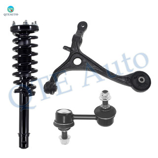 Set of 3 Front Left Lower Control Arm-Sway Bar Link-Quick Complete Strut-Coil Spring Assembly For 2004-2006 Acura TL