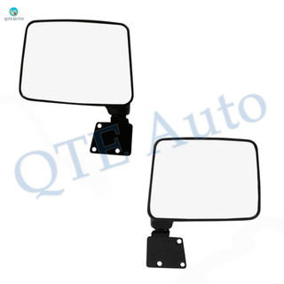 Driver & Passenger Side Mirrors, Manual Adjust Non-Heated Textured Black Manual Folding For 1987-1995 Suzuki Samurai No Signal Light No Blind Spot Feature No Memory