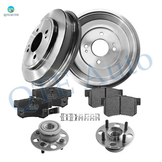 Set of 8 Rear 246mm Brake Drum-Wheel Hub Bearing Assembly-Ceramic Brake Pad Kit For 2002 2003 2005 Honda Civic 4-Wheel ABS