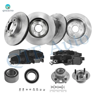 Set of 16 Front 239mm Brake Disc Rotors-D560 7439 Ceramic Brake Pad Kit-Wheel Bearing-Rear 238mm Brake Disc Rotors-Ceramic Brake Pad Kit-Wheel Hub Bearing Assembly For 1992 Honda Civic