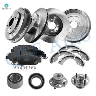 Set of 16 Front 262mm Brake Disc Rotors-Wheel Bearing-Ceramic Brake Pad Kit-Rear 246mm Brake Drum-Wheel Hub Bearing Assembly-Drum Brake Shoe For 2001-2005 Honda Civic