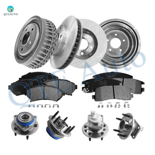 16PC Front 278mm Brake Disc Rotors-Wheel Bearing-Ceramic Brake Pad Kit-Rear 276.1mm Brake Drum-Wheel Hub Bearing Assembly-Ceramic Brake Pad Kit For 2003 2004 Pontiac Montana