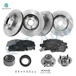 Set of 16 Front 239mm Brake Disc Rotors-Ceramic Brake Pad Kit-Wheel Bearing-Rear 238mm Brake Disc Rotors-Ceramic Brake Pad Kit-Wheel Hub Bearing Assembly For 1992 Honda Civic