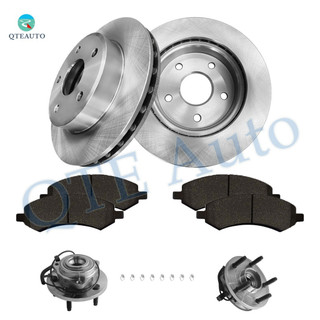 Set of 8 Front 312mm Brake Disc Rotors-Ceramic Brake Pad Kit-Wheel Hub Bearing Assembly For 2005-2010 Dodge Dakota