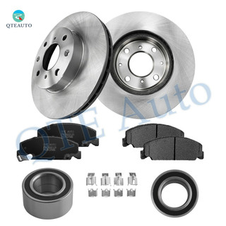 Set of 8 Front 239mm Brake Disc Rotors-Ceramic Brake Pad Kit-Wheel Bearing For 1992 1993 1995 1998-2000 Honda Civic