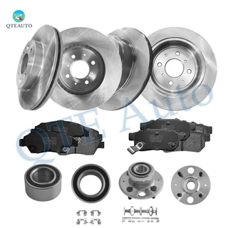Set of 16 Front 261.5mm Brake Disc Rotors-D621 7497 Ceramic Brake Pad Kit-Wheel Bearing-Rear 238mm Brake Disc Rotors-Ceramic Brake Pad Kit-Wheel Hub Bearing Assembly For 1995 Honda Civic