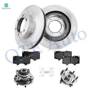 Set of 8 Front 337.8mm Brake Disc Rotors-Wheel Hub Bearing Assembly-Ceramic Brake Pad Kit For 2003-2009 Toyota 4Runner RWD