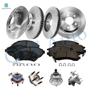 Set of 16 Front 303mm-Rear 297.7mm Brake Disc Rotors-Wheel Bearing-Ceramic Brake Pad Kit For 2001 Cadillac Deville