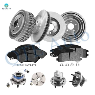 16P Front 278mm Brake Disc Rotors-Wheel Bearing-Ceramic Brake Pad Kit-Rear 276.1mm Brake Drum-Wheel Hub Bearing Assembly-Ceramic Brake Pad Kit For 2002-2004 Oldsmobile Silhouette