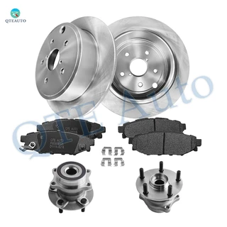 Set of 8 Rear 285.5mm Brake Disc Rotors-Wheel Hub Bearing Assembly-Ceramic Brake Pad Kit For 2015 Subaru WRX