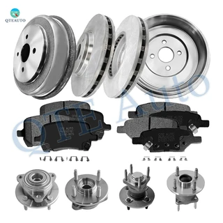 Set of 16 Front 296mm Brake Disc Rotors-Wheel Hub Bearing Assembly-Ceramic Brake Pad Kit-Rear 271mm Brake Drum-Wheel Hub Bearing Assembly-Ceramic Brake Pad Kit For 2008 Chevrolet Cobalt