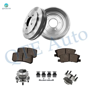 Set of 8 Rear 268mm Brake Drum-Ceramic Brake Pad Kit-Wheel Hub Bearing Assembly For 2008 2009 Dodge Caliber