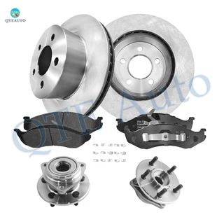 Set of 8 Front 280mm Brake Disc Rotors-Wheel Hub Bearing Assembly-Ceramic Brake Pad Kit For 1999 Jeep TJ