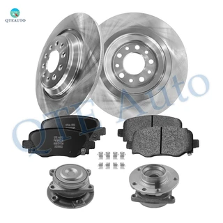 Set of 8 Rear 320mm Brake Disc Rotors-Wheel Bearing-Ceramic Brake Pad Kit For 2014-2020 Jeep Cherokee FWD