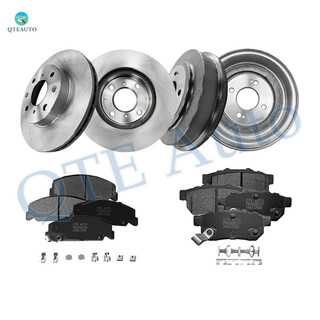 Set of 12 Front 239mm Brake Disc Rotors-Rear 239.1mm Brake Drum-Ceramic Brake Pad Kit For 1992-1995 1999 Honda Civic
