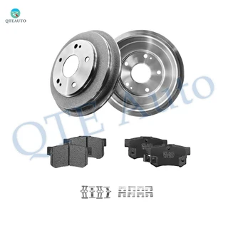 Set of 6 Rear 250mm Brake Drum-Ceramic Brake Pad Kit For 2006-2015 Honda Civic