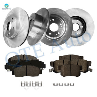 Set of 12 Front 282mm-Rear 260mm Brake Disc Rotors-Ceramic Brake Pad For 2003-2007 Honda Accord