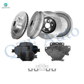 Set of 12 Front 275mm Brake Disc Rotors-Ceramic Brake Pad Kit-Rear 242mm Brake Drum-Ceramic Brake Pad Kit For 2001-2005 Toyota Celica