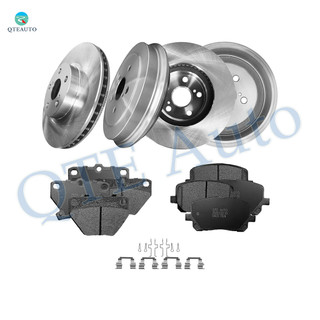 Set of 12 Front 275mm Brake Disc Rotors-Ceramic Brake Pad Kit-Rear 242mm Brake Drum-Ceramic Brake Pad Kit For 2004-2006 Toyota Corolla