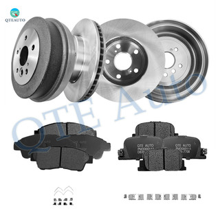 Set of 12 Front 275mm Brake Disc Rotors-Ceramic Brake Pad Kit-Rear 271.5mm Brake Drum-Ceramic Brake Pad Kit For 2000 Toyota Camry L4