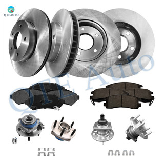 Set of 16 Front 278mm Brake Disc Rotors-Wheel Bearing-Ceramic Brake Pad Kit-Rear 280.8mm Brake Disc Rotors-Wheel Hub Bearing Assembly-Ceramic Brake Pad Kit For 2001 Pontiac Bonneville