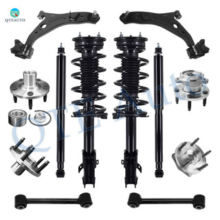 Set of 12 Front Lower Control Arm Ball Joint-Rear Lower Forward Control Arm-Wheel Hub Bearing Assembly-Quick Complete Strut-Coil Spring Assembly-Shock Absorber For 2007 2008 Ford Edge AWD