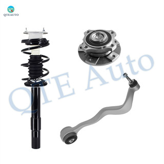 Set of 3 Front Left Lower Forward Control Arm Ball Joint-Wheel Hub Bearing Assembly-Quick Complete Strut-Coil Spring Assembly For 2004-2007 BMW 525I