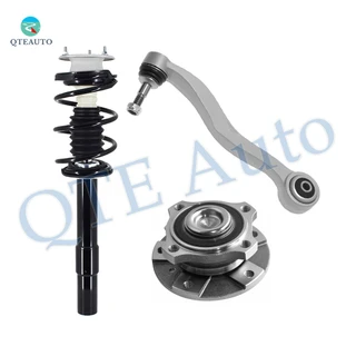 Set of 3 Front Left Lower Rearward Control Arm Ball Joint-Wheel Hub Bearing Assembly-Quick Complete Strut-Coil Spring Assembly For 2004-2006 BMW 530I