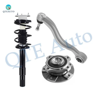 Set of 3 Front Right Lower Rearward Control Arm Ball Joint-Wheel Hub Bearing Assembly-Quick Complete Strut-Coil Spring Assembly For 2004-2006 BMW 530I