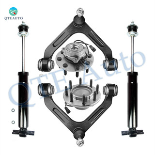 Set of 6 Front Upper Control Arm Ball Joint-Wheel Hub Bearing Assembly-Shock Absorber For 2006 Dodge RAM 1500 Mega Cab
