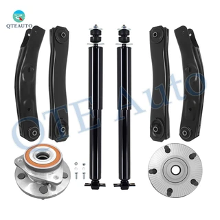 Set of 8 Front Lower and Upper Control Arm-Wheel Hub Bearing Assembly-Shock Absorber For 1999-2004 Jeep Grand Cherokee