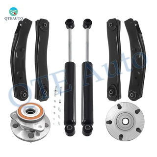 Set of 8 Front Lower and Upper Control Arm-Wheel Hub Bearing Assembly-Steering Damper For 1999-2004 Jeep Grand Cherokee