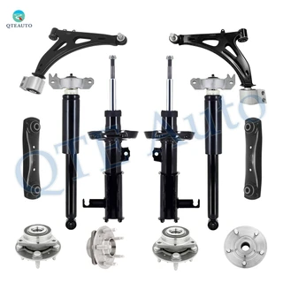 Set of 12 Front Lower Control Arm Ball Joint-Wheel Hub Bearing-Suspension Strut Assembly-Rear Lower Forward Control Arm-Wheel Hub Bearing-Complete Shock Absorber Kit For 2014-2017 Chevrolet Impala