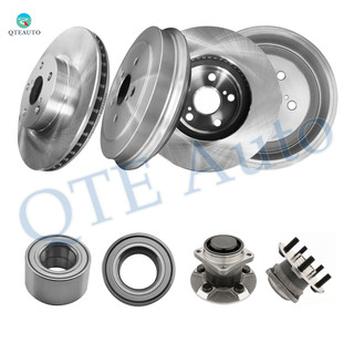 Set of 8 Front 275mm Brake Disc Rotors-Wheel Hub Bearing Assembly-Rear 242mm Brake Drum-Wheel Bearing For 2003-2008 Toyota Corolla