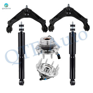 Set of 6 Front Upper Control Arm Ball Joint-Wheel Hub Bearing Assembly-Shock Absorber For 2001-2006 GMC Yukon XL 2500
