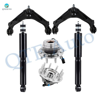 Set of 6 Front Upper Control Arm Ball Joint-Wheel Hub Bearing Assembly-Shock Absorber For 2001-2006 GMC Sierra 2500 HD 4WD