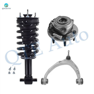 Set of 3 Front Left Upper Control Arm Ball Joint-Wheel Hub Bearing Assembly-Quick Complete Strut-Coil Spring Assembly For 2015-2020 Chevrolet Tahoe Monotube Performance Upgrade