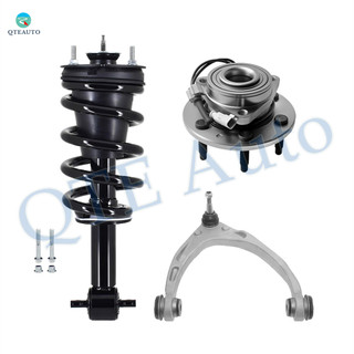 Set of 3 Front Right Upper Control Arm Ball Joint-Wheel Hub Bearing Assembly-Quick Complete Strut-Coil Spring Assembly For 2014-2018 GMC Sierra 1500 4WD