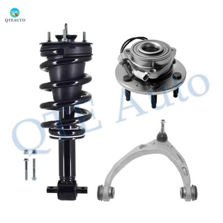 Set of 3 Front Left Upper Control Arm Ball Joint-Wheel Hub Bearing Assembly-Quick Complete Strut-Coil Spring Assembly For 2015-2020 Chevrolet Suburban Monotube Performance Upgrade