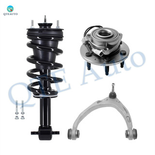 Set of 3 Front Left Upper Control Arm Ball Joint-Wheel Hub Bearing Assembly-Quick Complete Strut-Coil Spring Assembly For 2014-2018 Chevrolet Silverado 1500 4WD