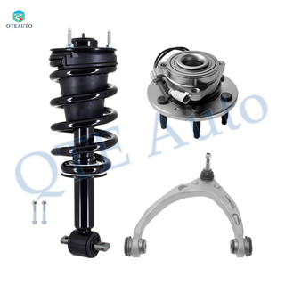 Set of 3 Front Left Upper Control Arm Ball Joint-Wheel Hub Bearing Assembly-Quick Complete Strut-Coil Spring Assembly For 2015-2020 GMC Yukon 4WD