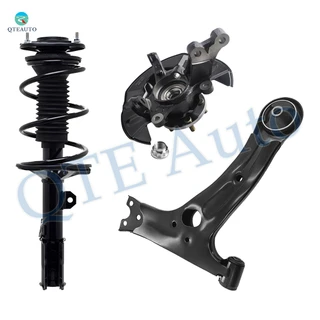 Set of 3 Front Left Lower Control Arm-Suspension Knuckle Assembly-Quick Complete Strut-Coil Spring Assembly For 2003-2008 Toyota Corolla