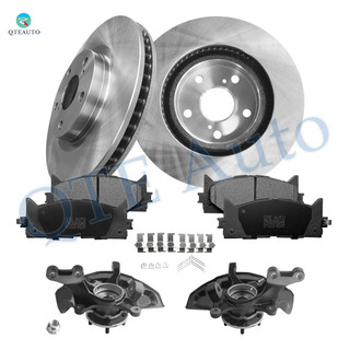 Set of 8 Front 296mm Brake Disc Rotors-Ceramic Brake Pad Kit-Suspension Knuckle Assembly For 2007-2011 Toyota Camry