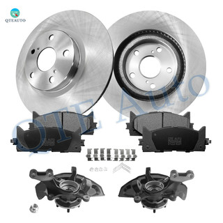 Set of 8 Front 295.9mm Brake Disc Rotors-Ceramic Brake Pad Kit-Suspension Knuckle Assembly For 2007-2011 Toyota Camry