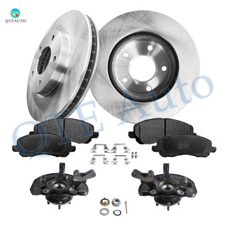 Set of 8 Front 276mm Brake Disc Rotors-Ceramic Brake Pad Kit-Suspension Knuckle Assembly For 2007 2008 Dodge Caliber
