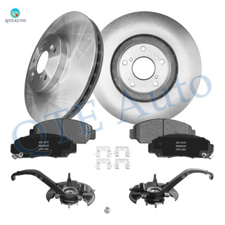Set of 8 Front 300mm Brake Disc Rotors-Ceramic Brake Pad Kit-Suspension Knuckle Assembly For 2008-2012 Honda Accord