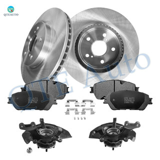 Set of 8 Front 296mm Brake Disc Rotors-Ceramic Brake Pad Kit-Suspension Knuckle Assembly For 2004-2010 Toyota Sienna